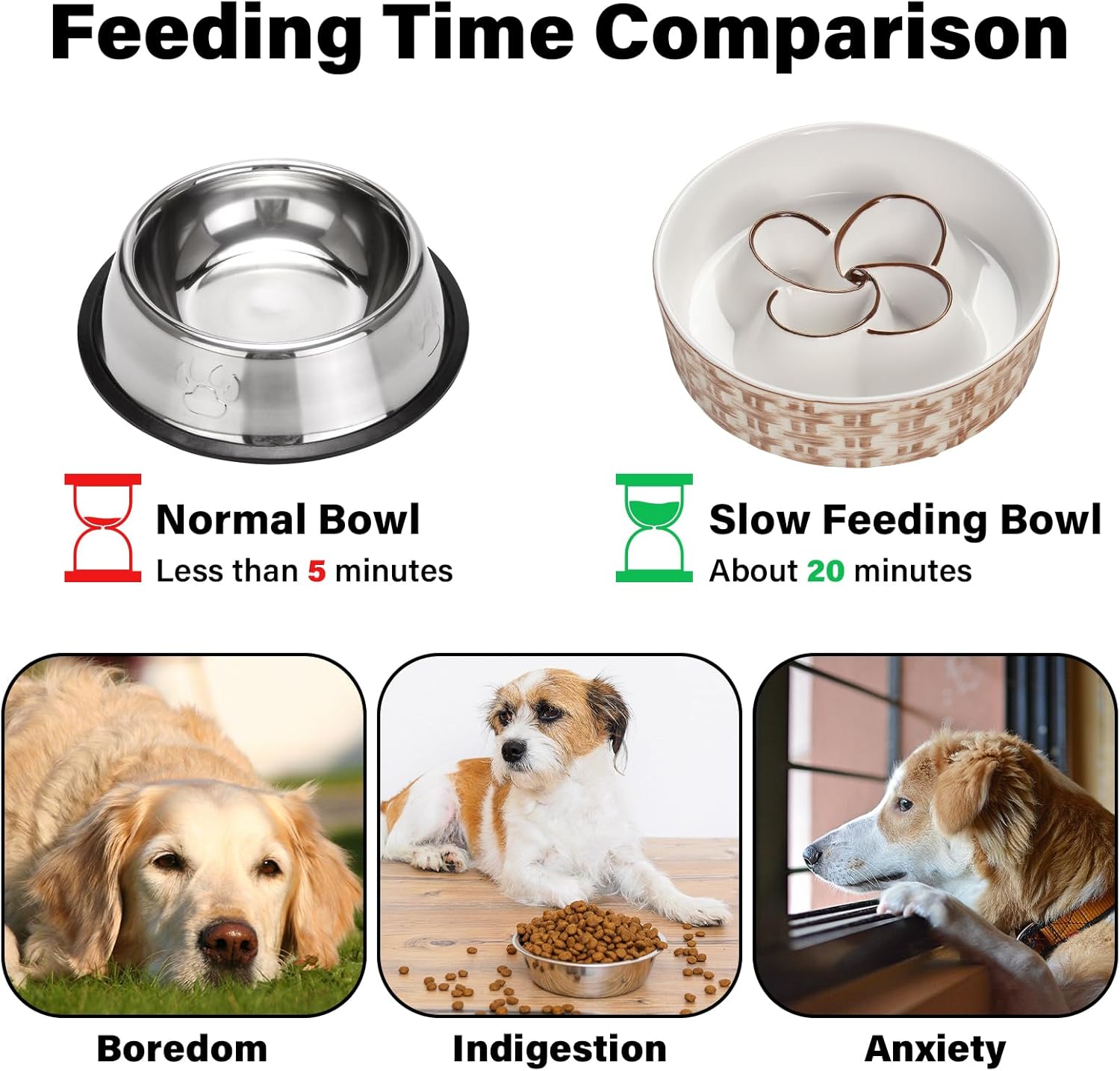 Ceramic Slow Feeder Dog Bowl for Dogs