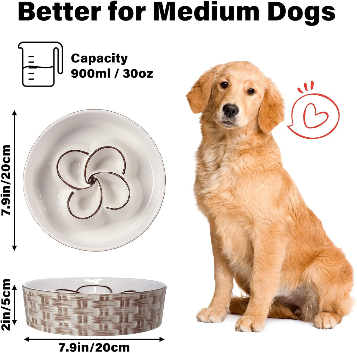 Ceramic Slow Feeder Dog Bowl for Dogs