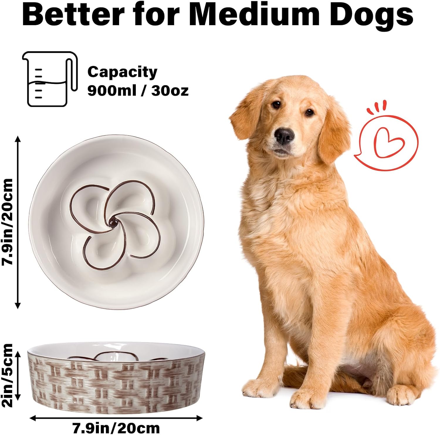 Ceramic Slow Feeder Dog Bowl for Dogs