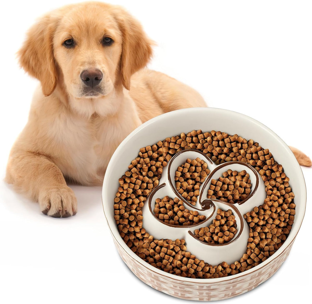 Ceramic Slow Feeder Dog Bowl for Dogs