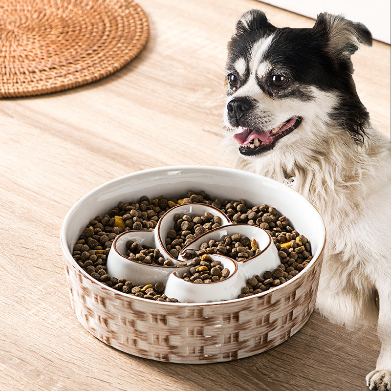 Ceramic Slow Feeder Dog Bowl for Dogs